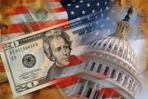 US Flag, Capitol Building and Money