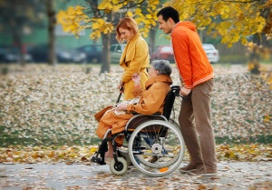 Senior woman in wheelchair