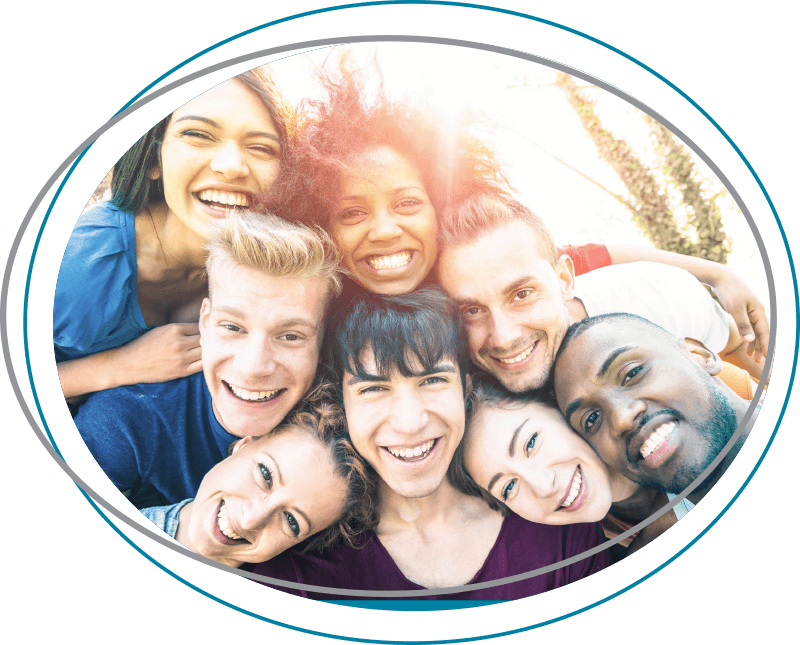 Group of young adult college students