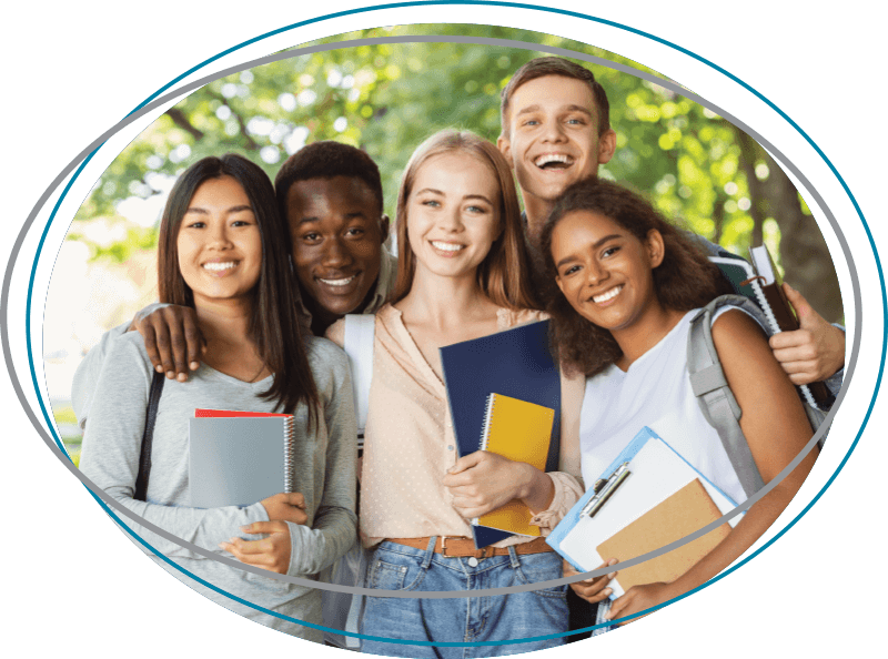 Group of young adult college students
