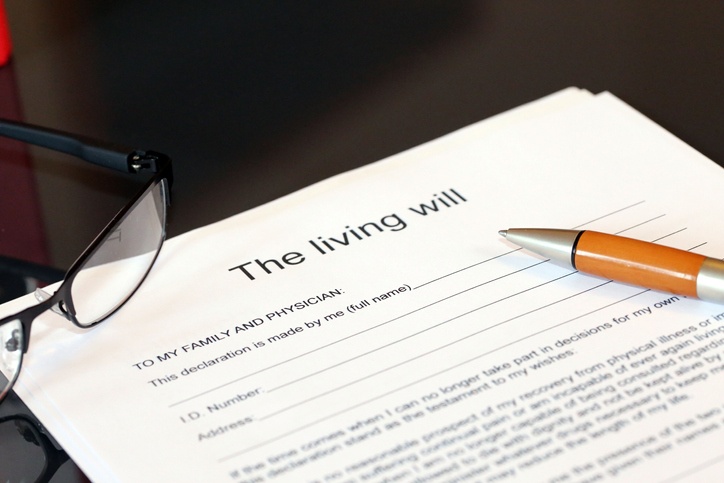 Estate planning services concept: Blank form of the living will on a desk