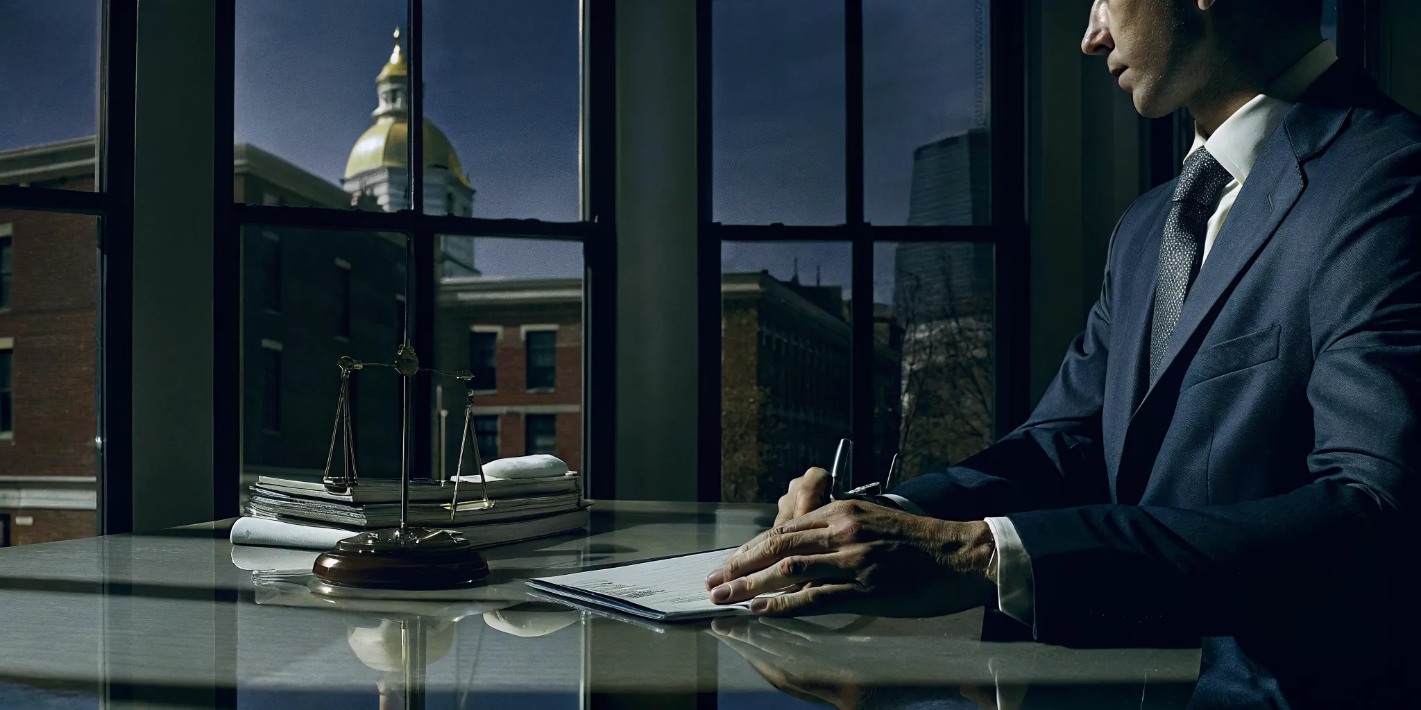 An executor attorney in Massachusetts at a desk working on an estate.