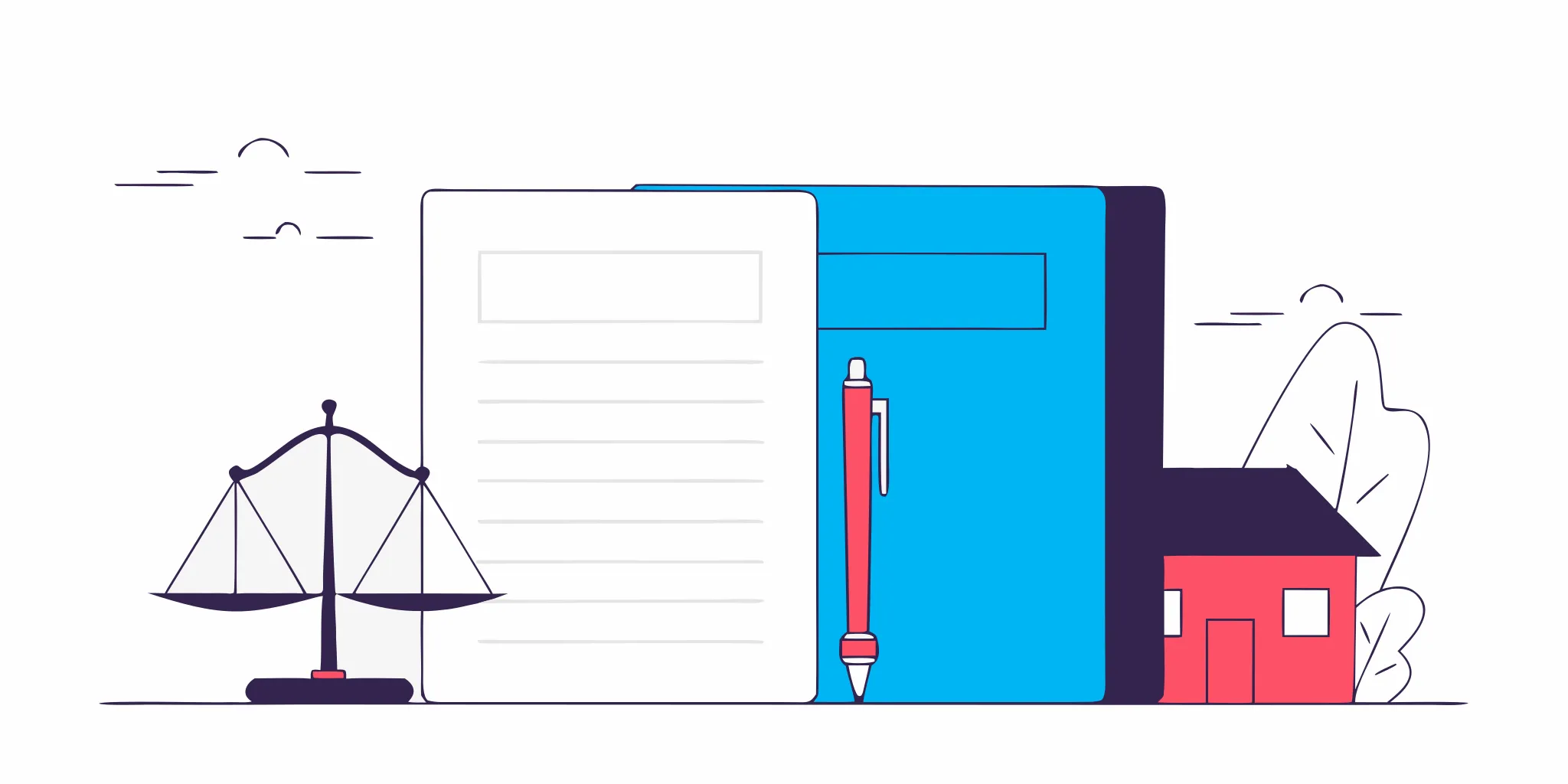 Scales of justice, a house, and legal documents for Massachusetts intestacy laws.