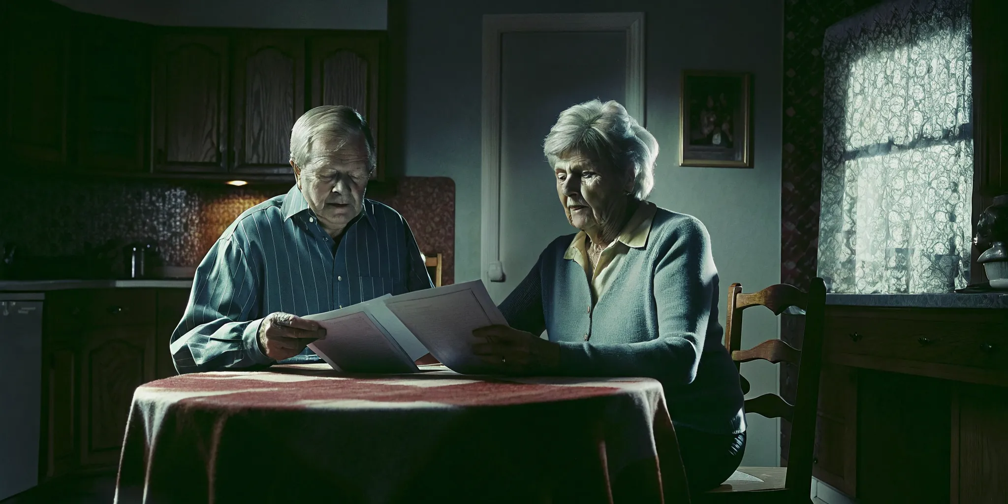 Older married couple reviewing documents for MassHealth community spouse protections