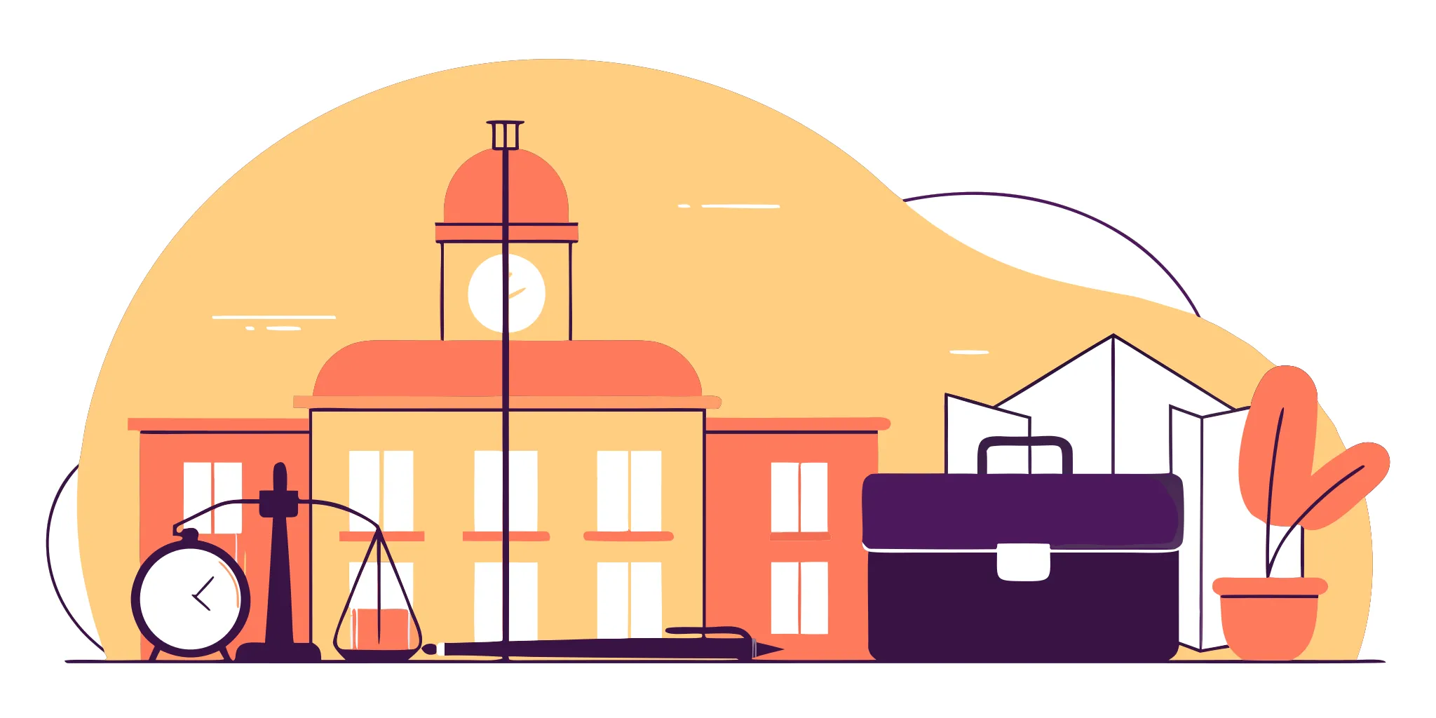 Scales of justice and a courthouse for a probate lawyer in Massachusetts.