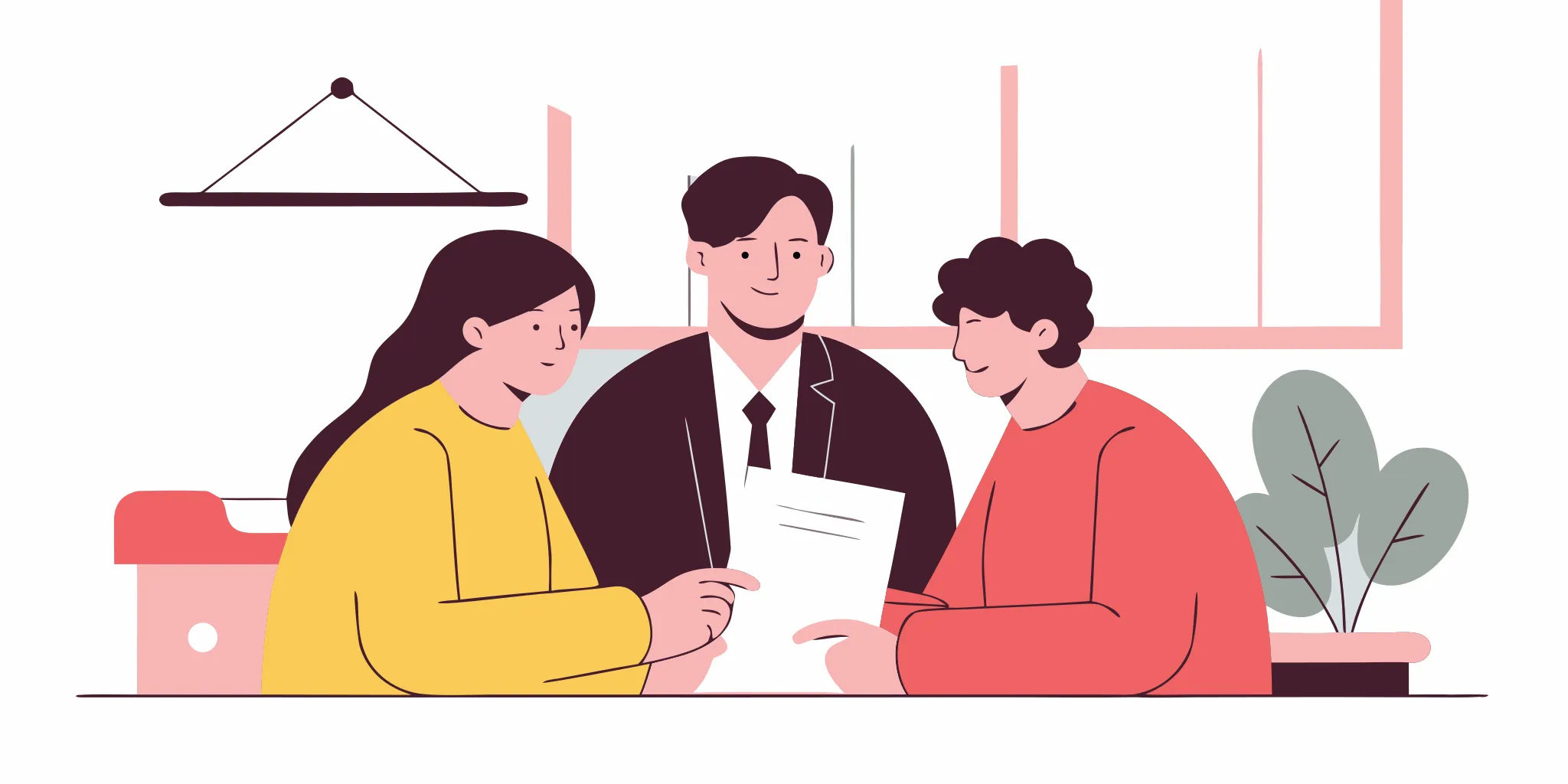 Estate planning attorneys reviewing trust documents with a Massachusetts couple in a professional law office