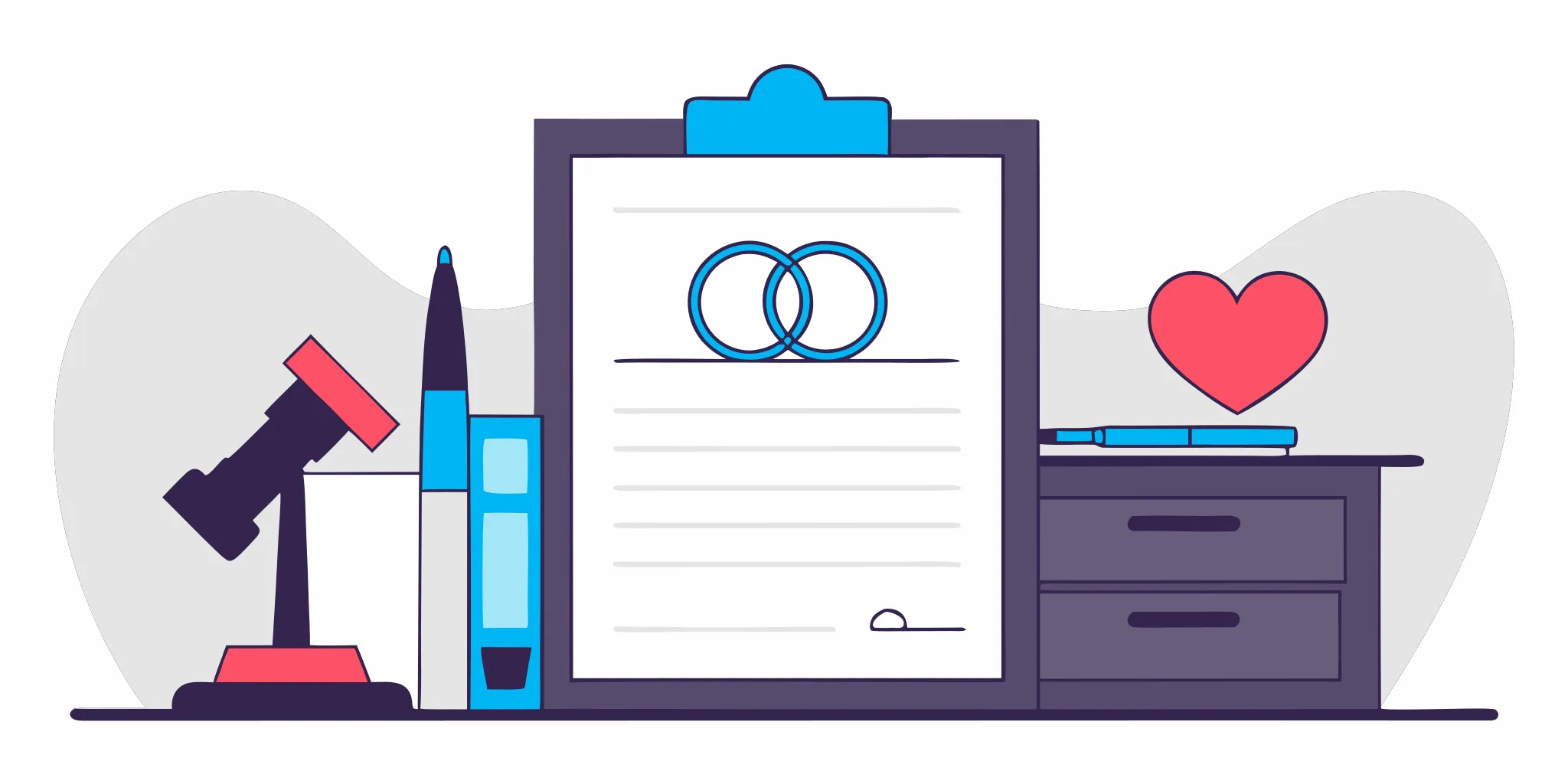 Legal documents and wedding rings representing prenuptial agreement planning in Massachusetts