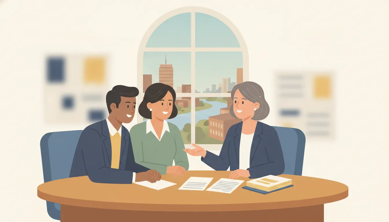 Massachusetts estate planning attorney meeting with a couple to review estate planning documents