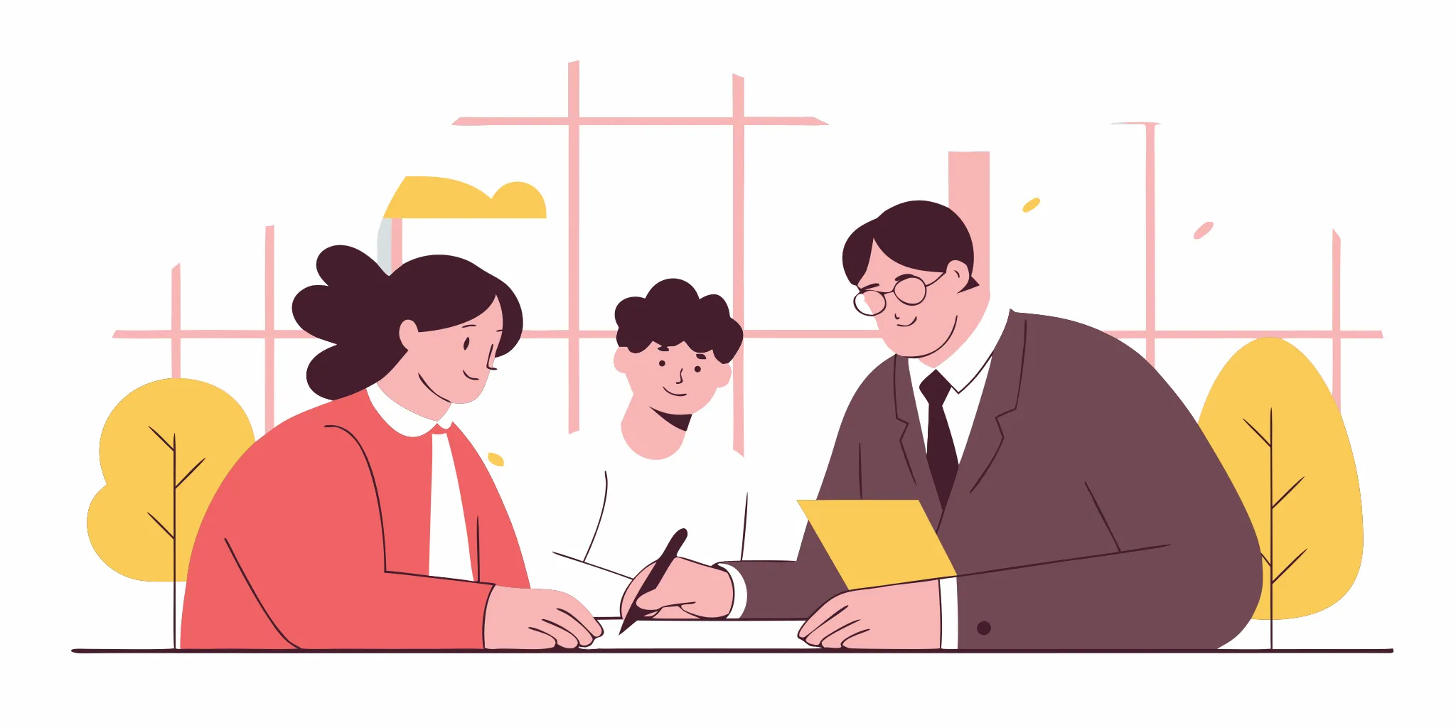 A healthcare proxy lawyer in Framingham, MA helps a client sign the legal document.