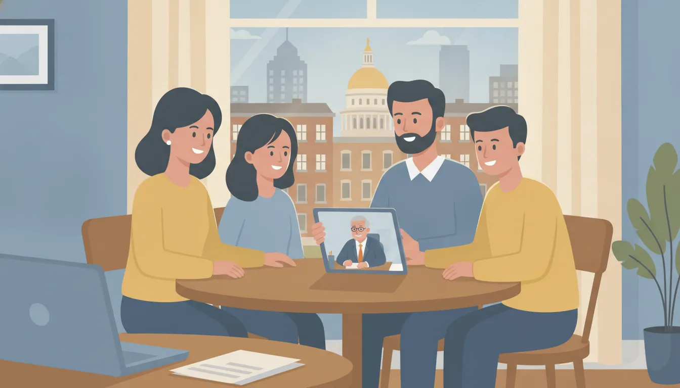 Massachusetts family reviewing wills and trusts during an estate planning meeting