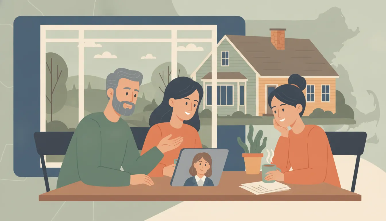 Massachusetts family reviewing an estate plan during a virtual consultation