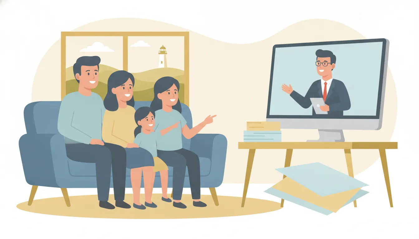 Massachusetts family discussing estate planning documents during a virtual consultation